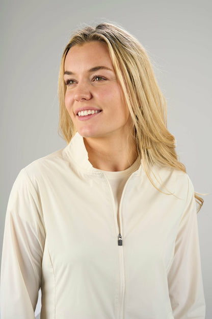 Stylish Women's Windbreaker Rain Jacket in Cream