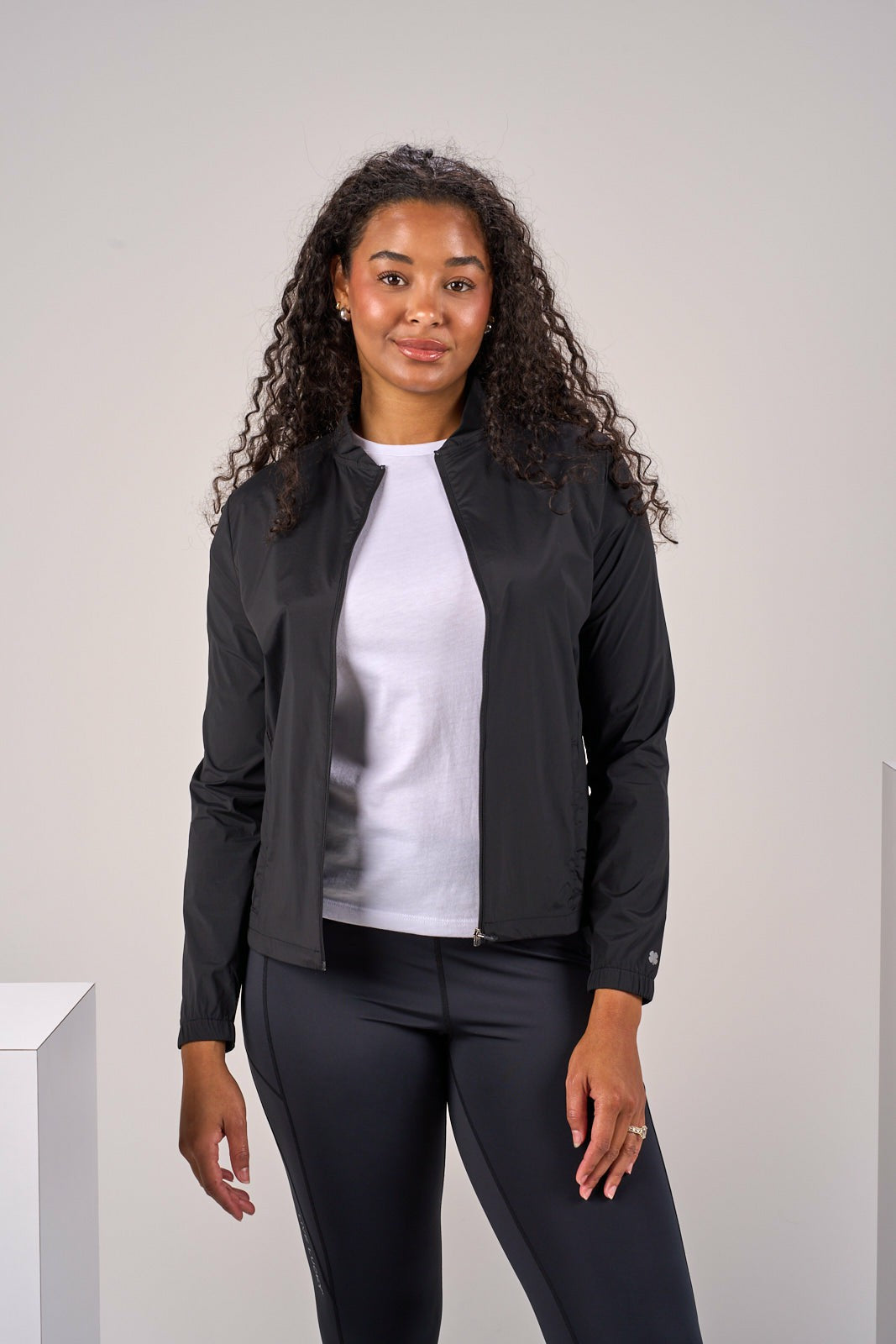Stylish Women's Windbreaker Rain Jacket in Black