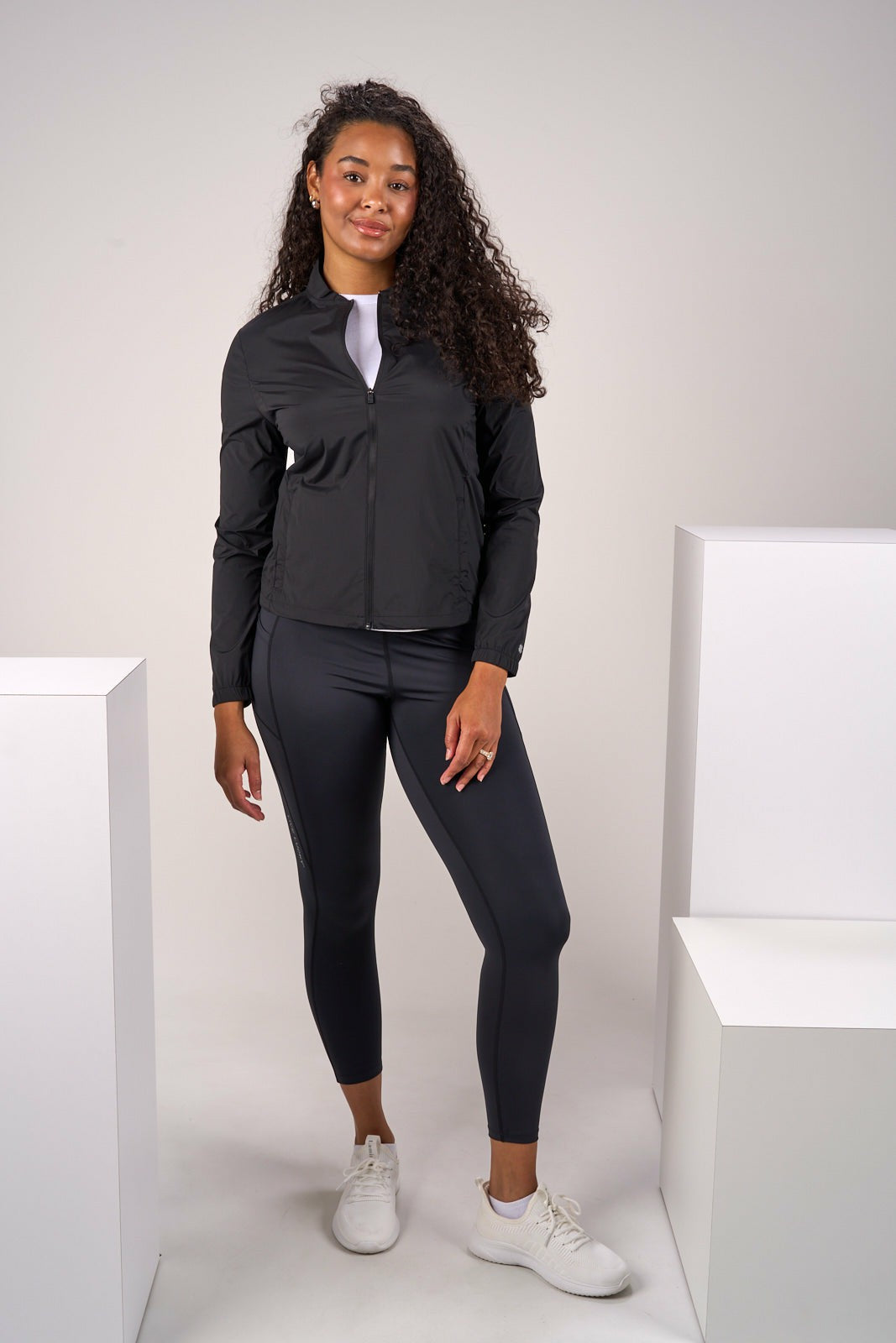 Stylish Women's Windbreaker Rain Jacket in Black
