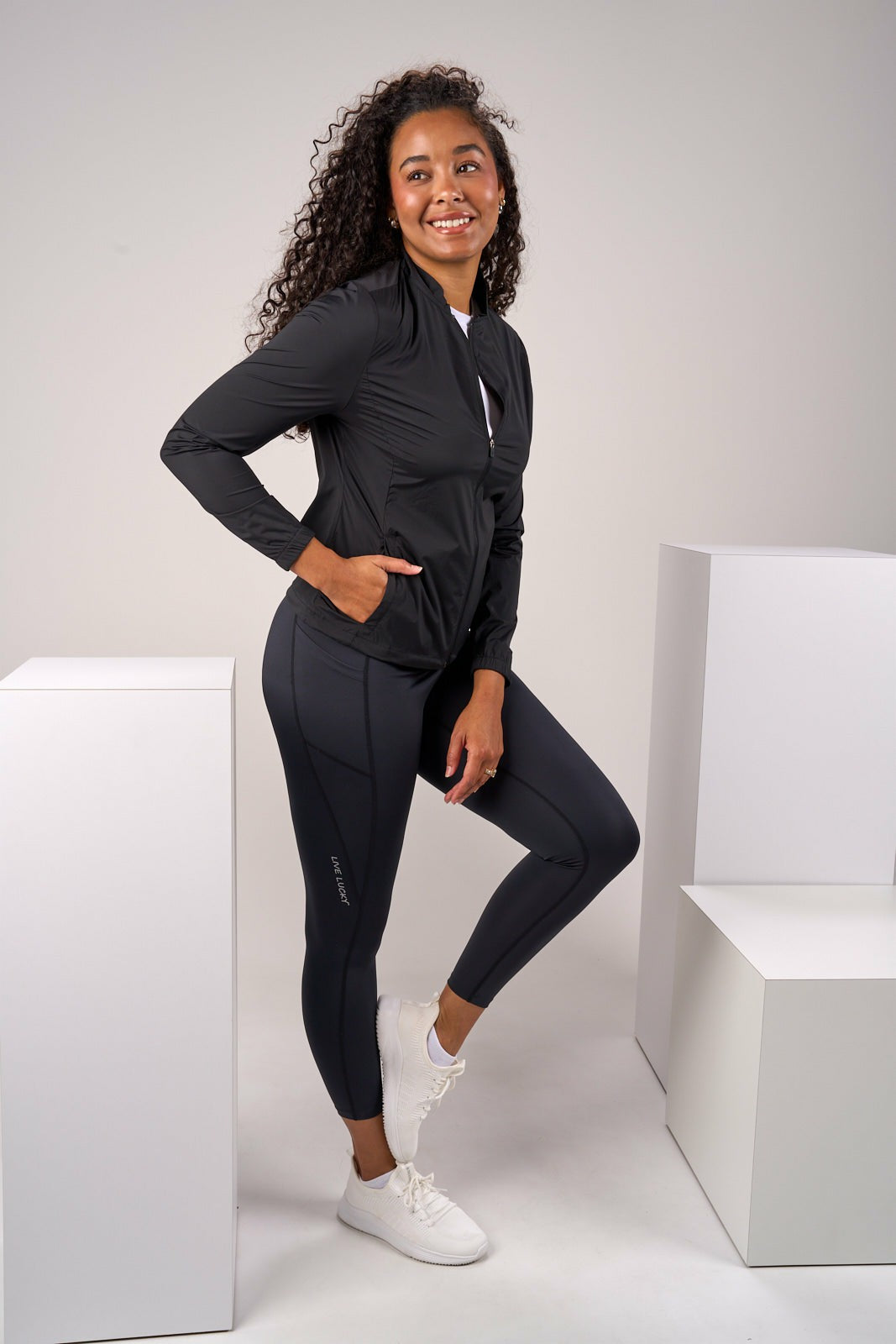 Stylish Women's Windbreaker Rain Jacket in Black