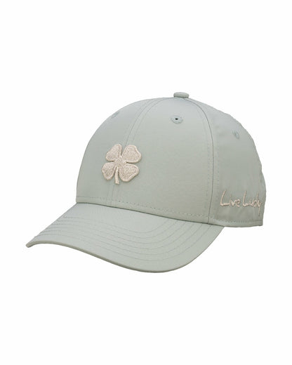 Women's Adjustable Sage Green Hat with Silver Metallic 3D Clover