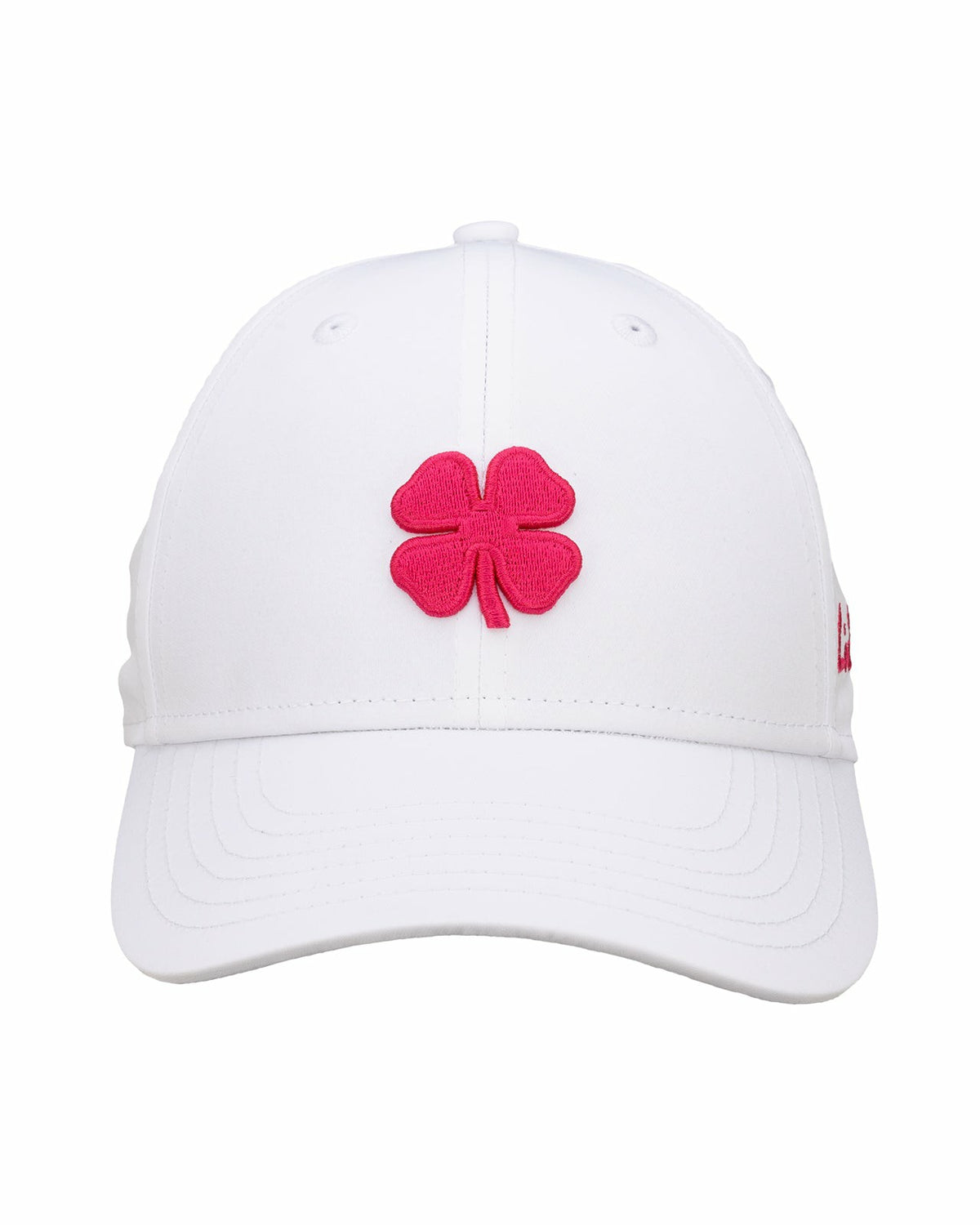 Women's Adjustable White Hat with Hot Pink 3D Clover