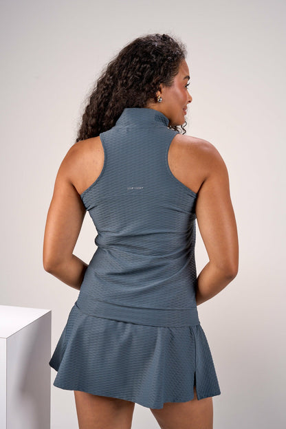 Women's Sleeveless Dark Grey Polo for Golf or Tennis