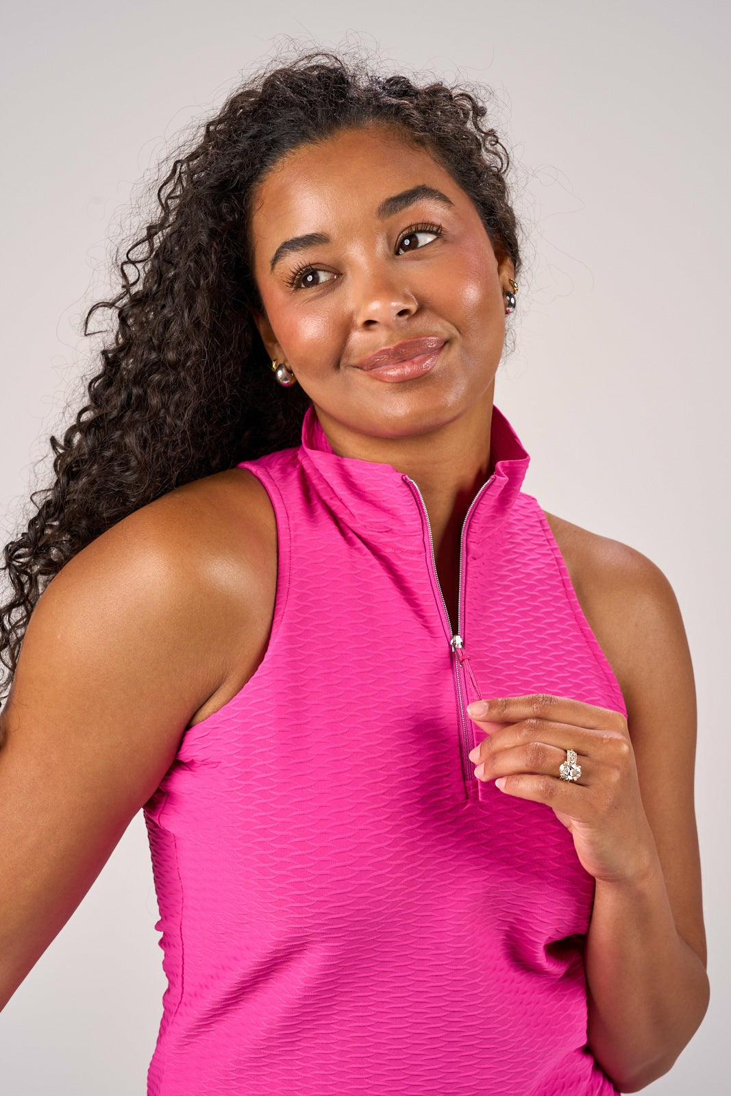 Women's Sleeveless Pink Polo for Golf or Tennis