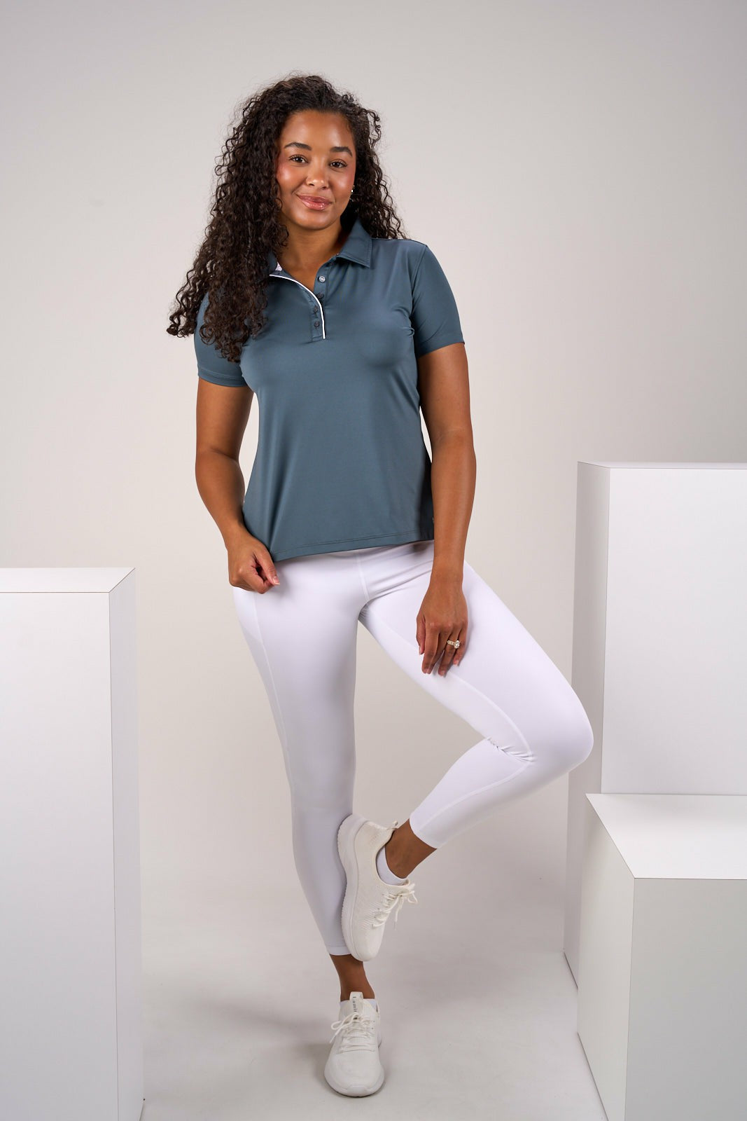 Fitted Women's Dark Grey Polo for Golf or Business