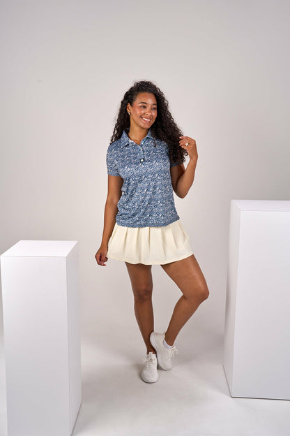 Women's Blue Tiger Striped Polo for Golf or Tennis