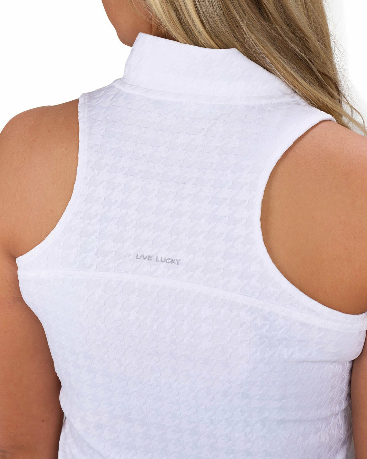 Women's Herringbone Jacquard White Tennis Tank