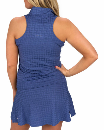 Women's Herringbone Jacquard Navy Blue Tennis Tank