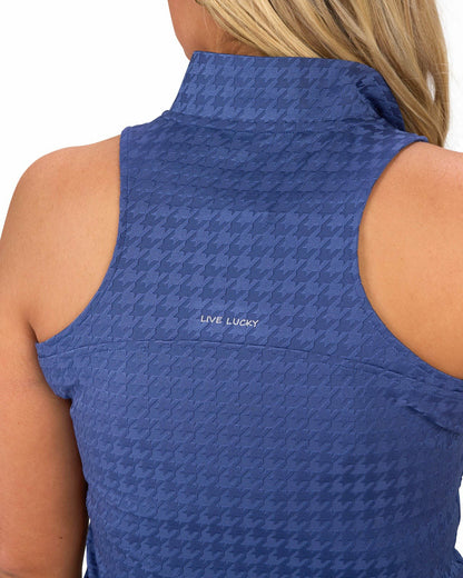 Women's Herringbone Jacquard Navy Blue Tennis Tank