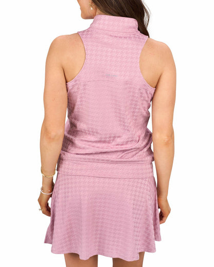 Women's Herringbone Jacquard Pink Tennis Tank