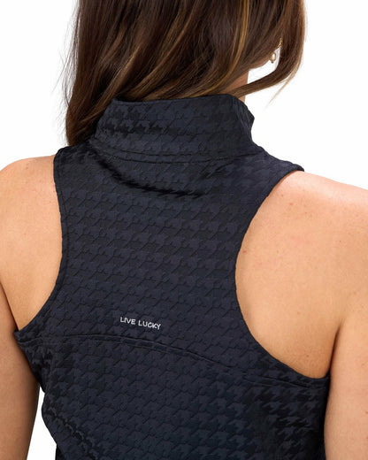 Women's Herringbone Jacquard Black Tennis Tank