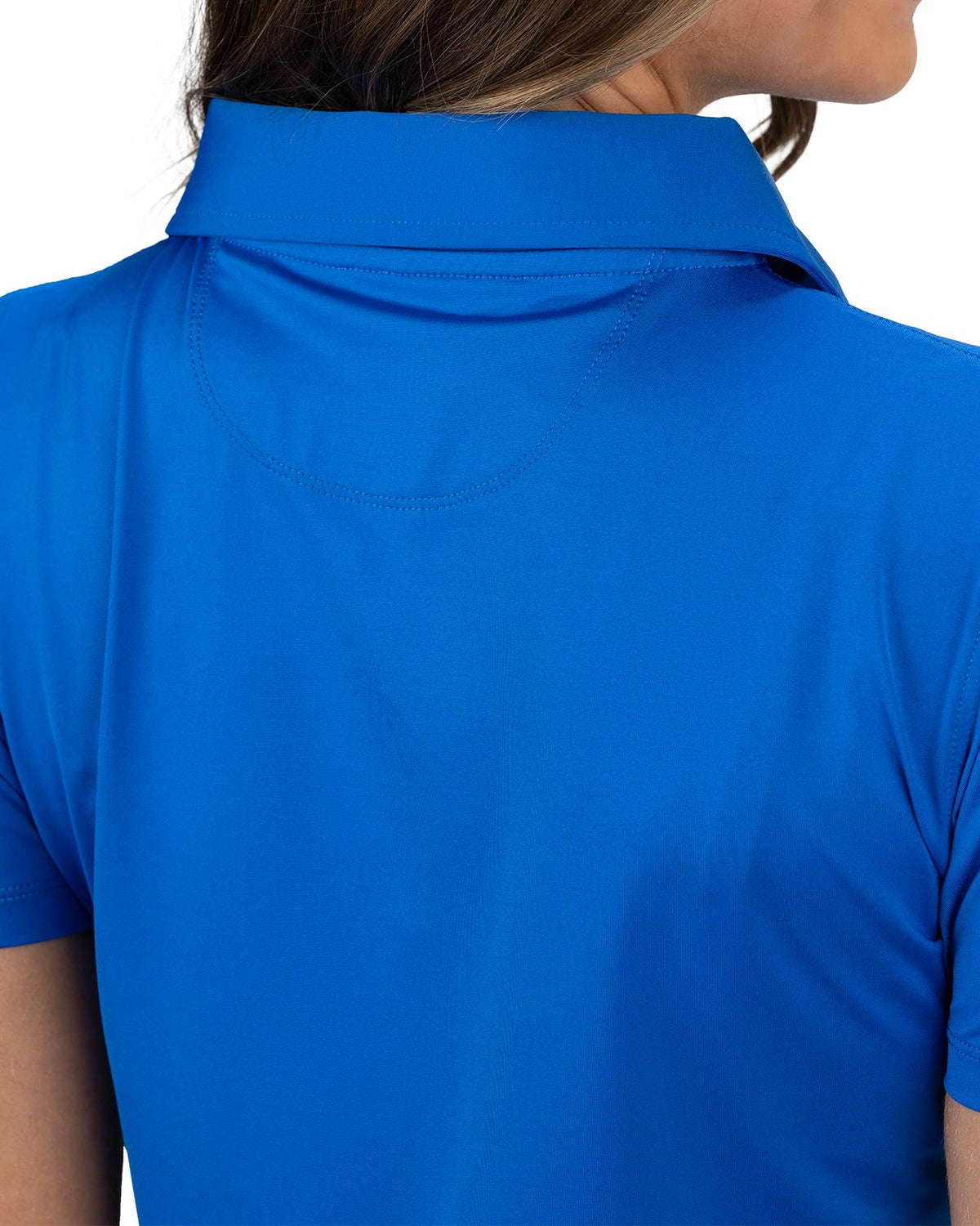 Slightly Fitted Women's Five-Button Royal Blue Polo with Accent Piping on Placket