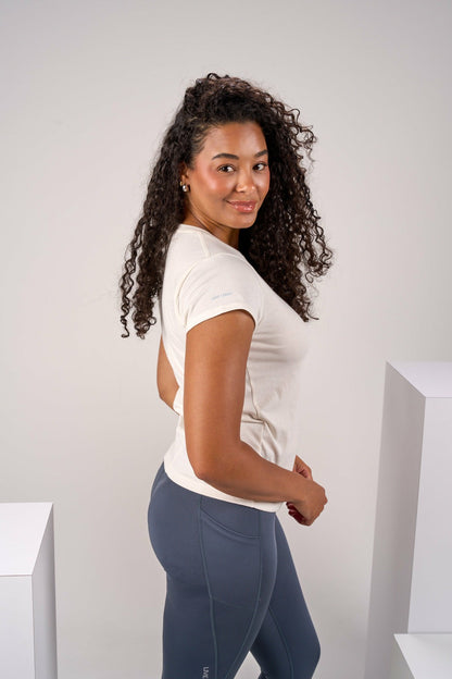 Women's Soft Cream Athletic T-Shirt with Stretch