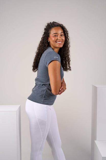 Women's Soft Dark Grey Athletic T-Shirt with Stretch