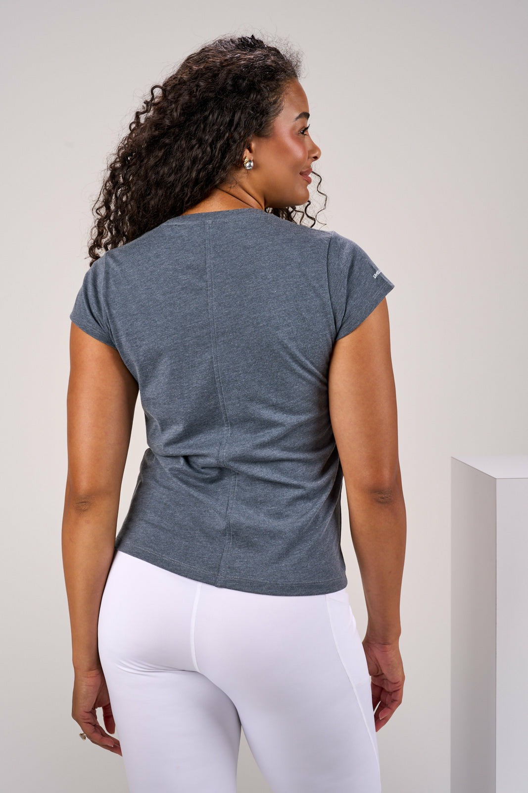 Women's Soft Dark Grey Athletic T-Shirt with Stretch