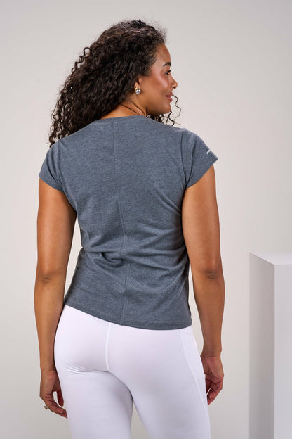 Women's Soft Dark Grey Athletic T-Shirt with Stretch