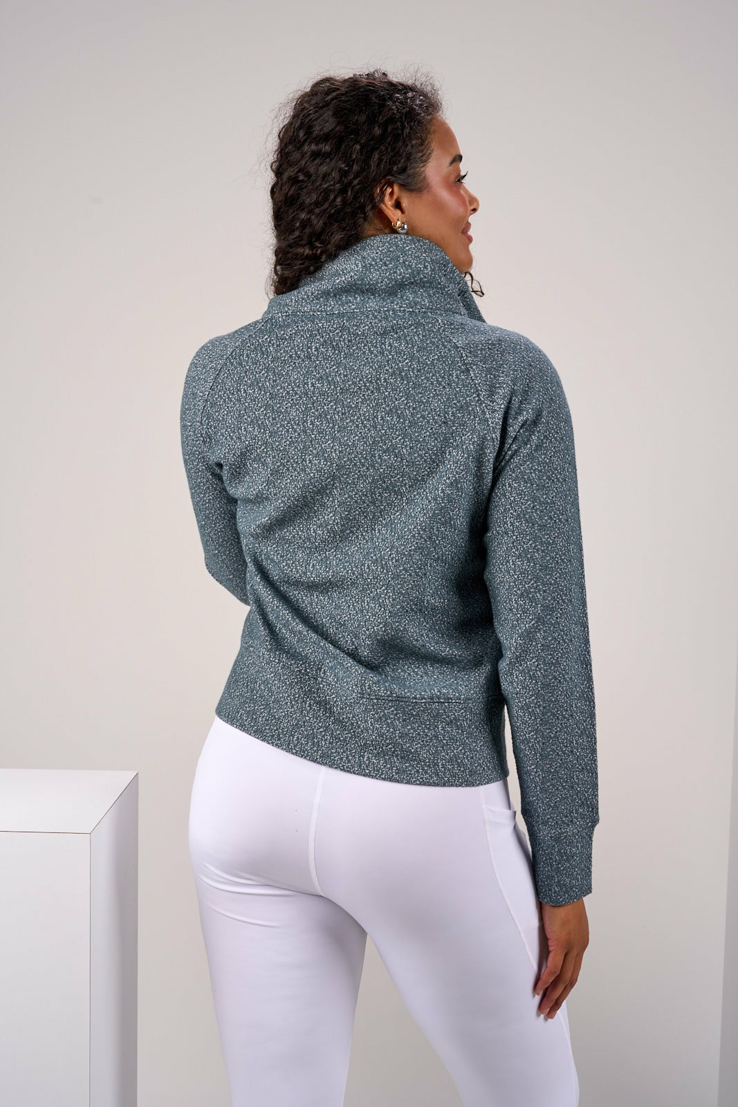 Women's Dark Grey Textured Quarter-Zip Pullover