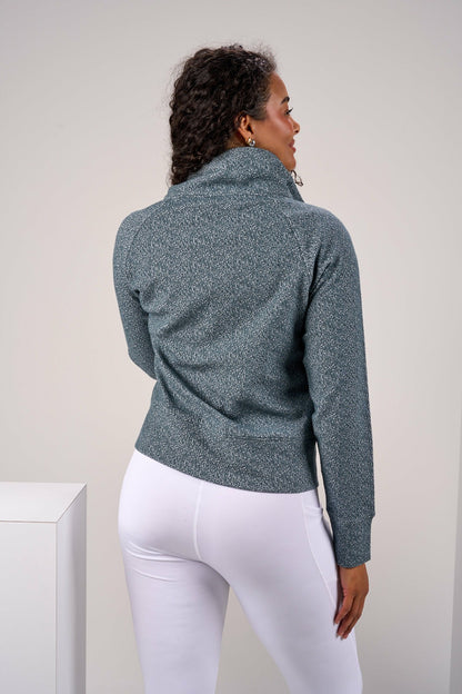 Women's Dark Grey Textured Quarter-Zip Pullover