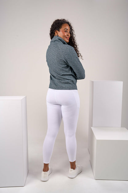 Women's Dark Grey Textured Quarter-Zip Pullover