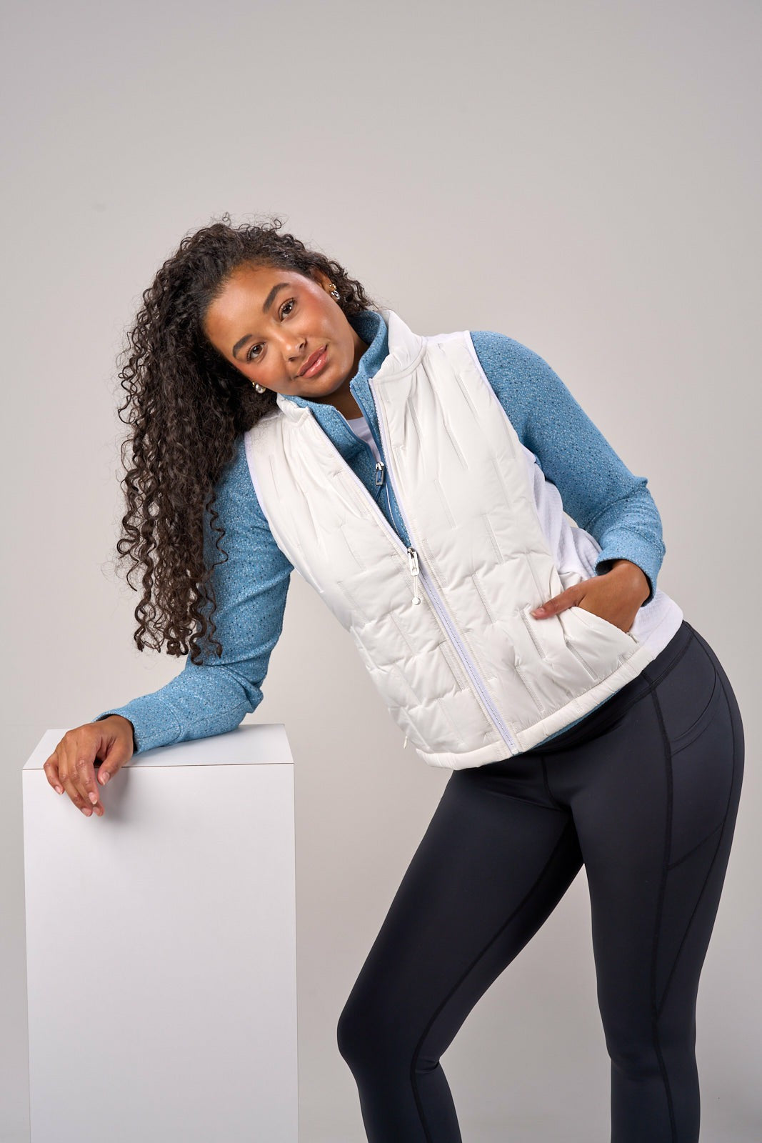 Women's Warm and Comfortable White Puffer Vest