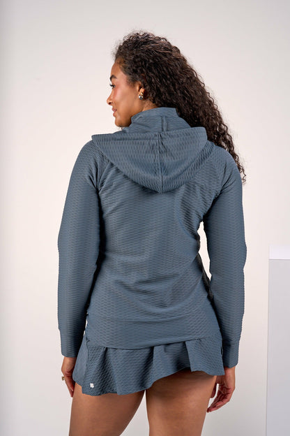 Women's Textured White Athletic Jacket for Golf or Tennis