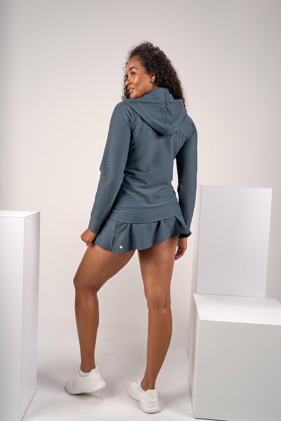 Women's Textured White Athletic Jacket for Golf or Tennis