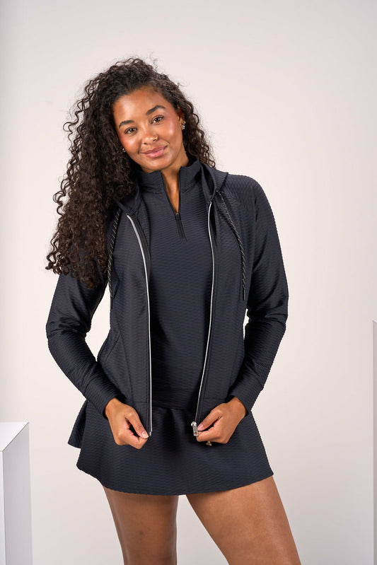 Women's Textured White Athletic Jacket for Golf or Tennis