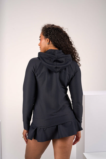 Women's Textured White Athletic Jacket for Golf or Tennis