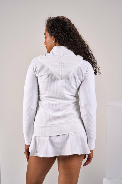 Women's Textured White Athletic Jacket for Golf or Tennis