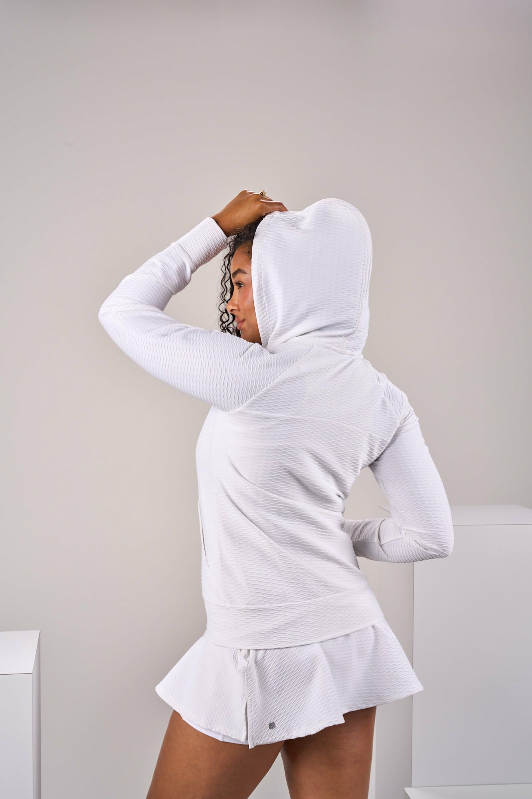 Women's Textured White Athletic Jacket for Golf or Tennis