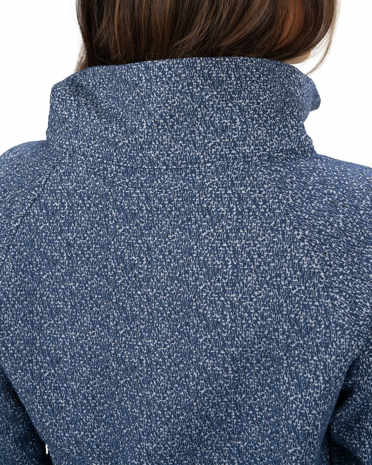 Women's Navy and White Textured Quarter-Zip Pullover