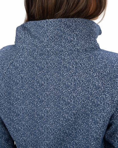 Women's Navy and White Textured Quarter-Zip Pullover