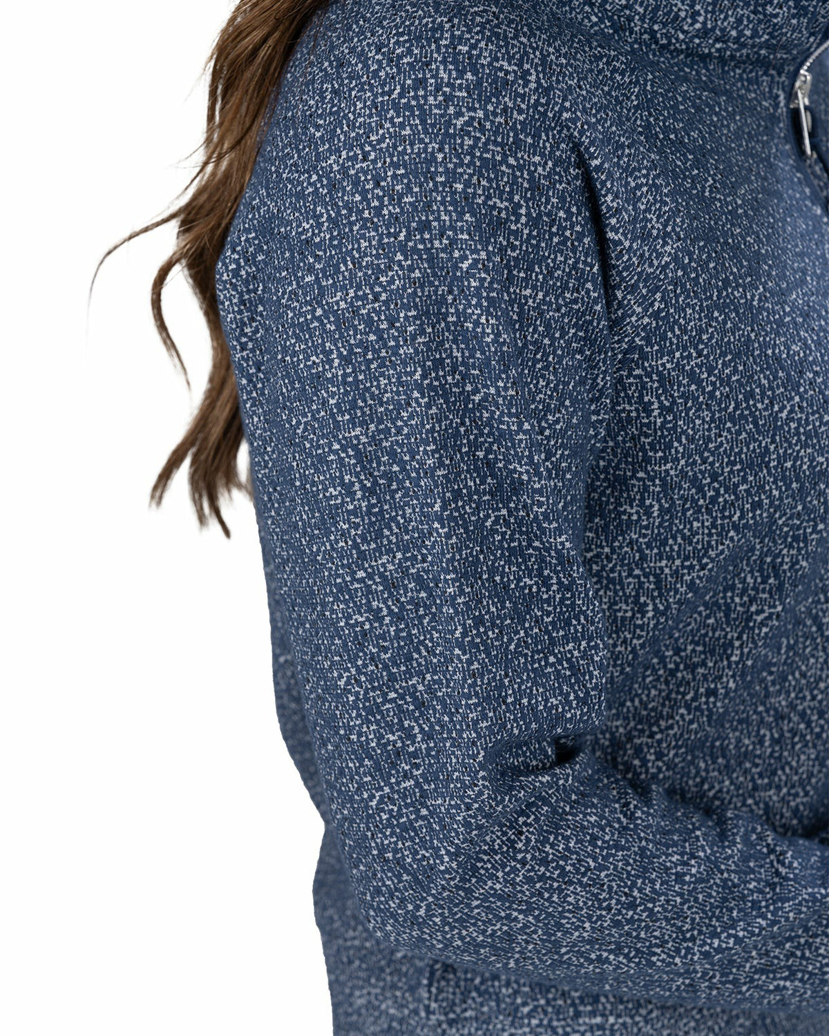 Women's Navy and White Textured Quarter-Zip Pullover