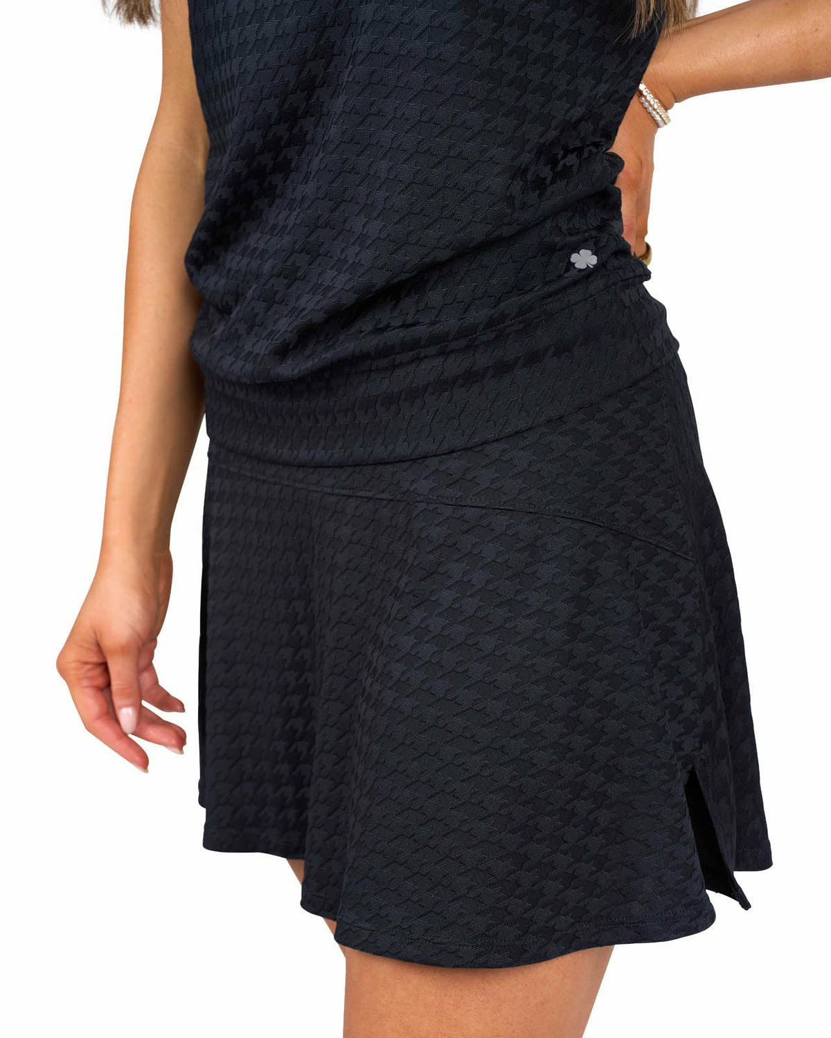 Women's Herringbone Jacquard Black Tennis Skirt