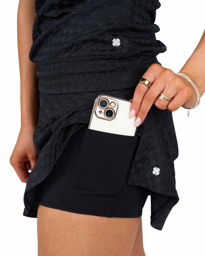 Women's Herringbone Jacquard Black Tennis Skirt