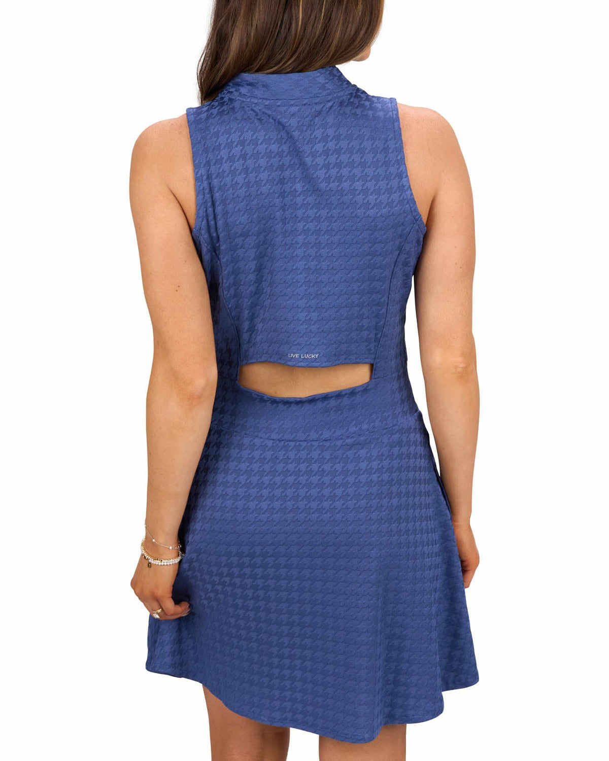 Women's Herringbone Jacquard Navy Blue Tennis Dress