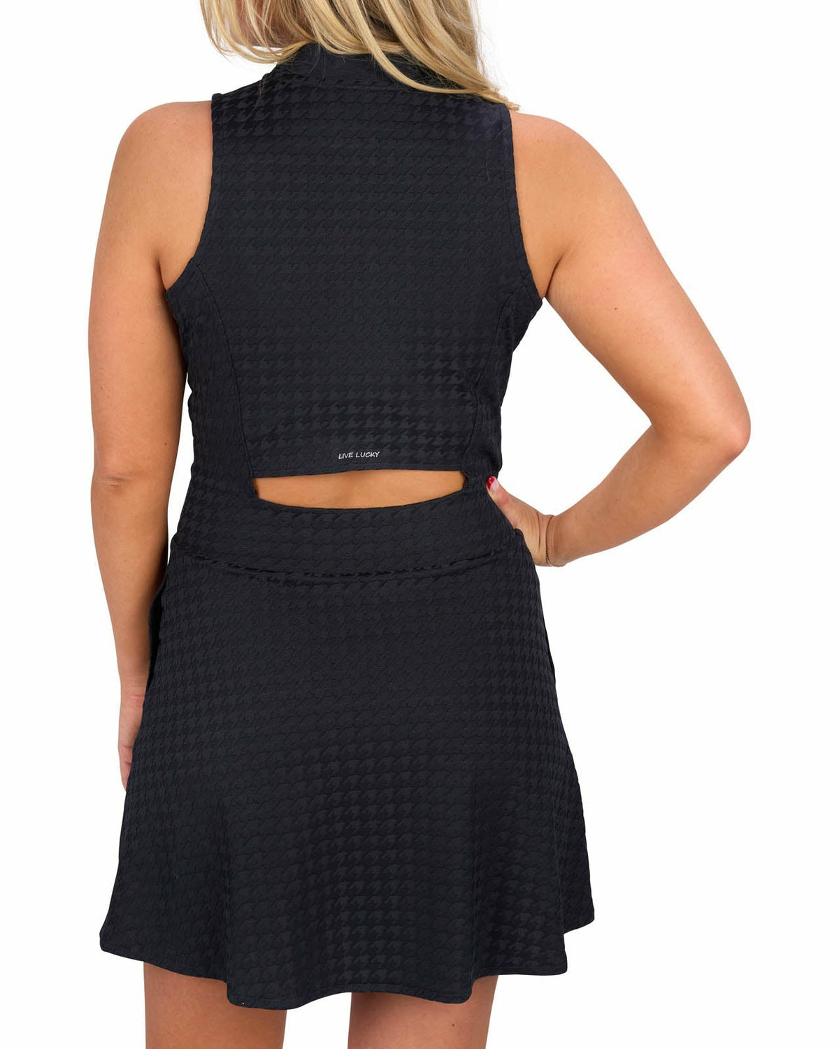 Women's Herringbone Jacquard Black Tennis Dress