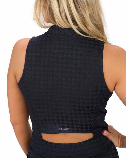 Women's Herringbone Jacquard Black Tennis Dress
