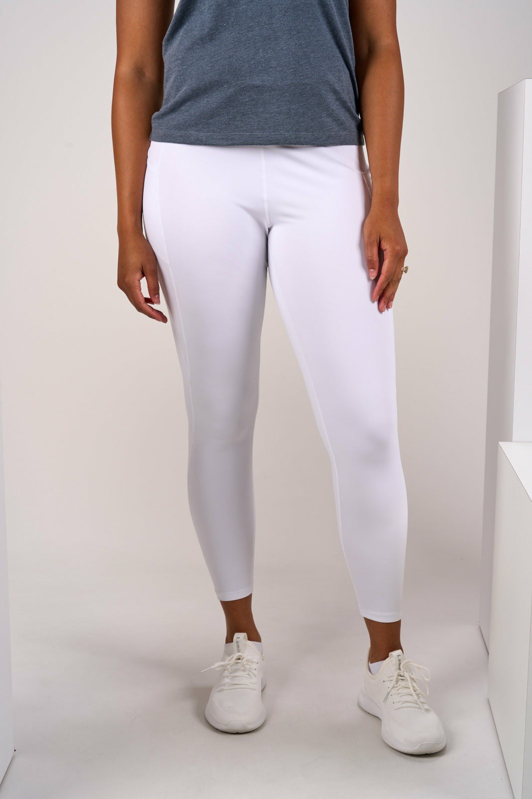 Women's High Waisted White Athletic Leggings with Ultimate Stretch
