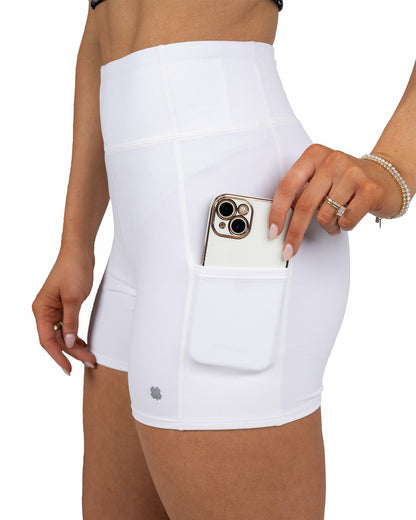 Women's White Biker Shorts, Perfect for Layering