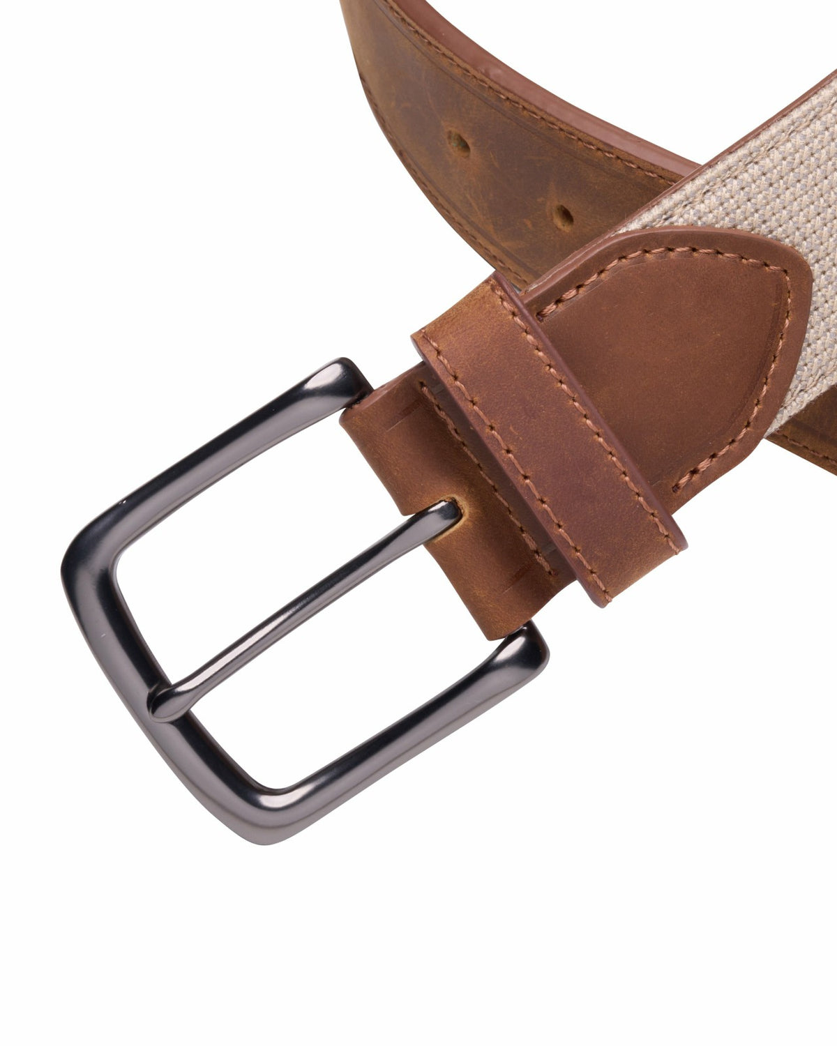 Brown Waxed Leather Belt with Dog Design for Men