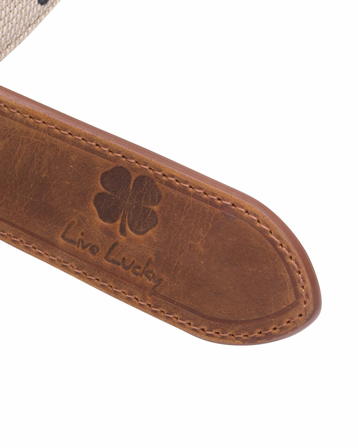 Brown Waxed Leather Belt with Dog Design for Men