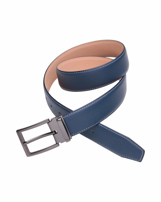 Elevated Navy Pebbled Leather Belt for Men