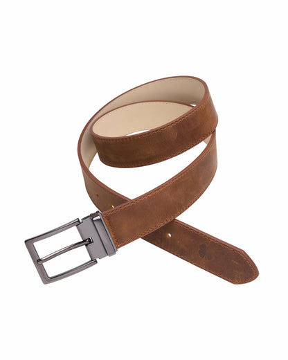 Elevated Brown Waxed Leather Belt for Men