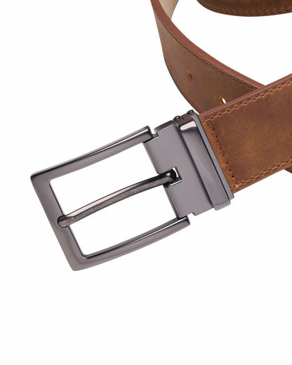 Elevated Brown Waxed Leather Belt for Men