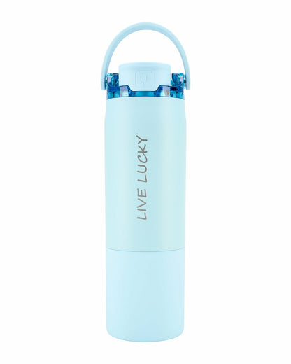 "Live Lucky" Blue Wellness Water Bottle - Glacier