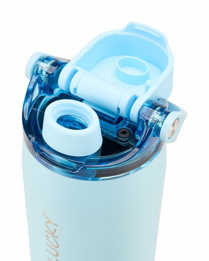 "Live Lucky" Blue Wellness Water Bottle - Glacier