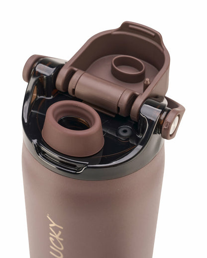 "Live Lucky" Brown Wellness Water Bottle - Java