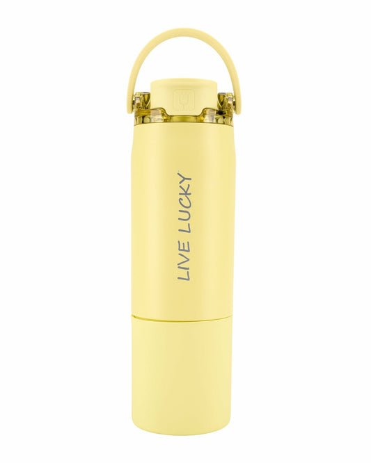 "Live Lucky" Yellow Wellness Water Bottle - Prickly Pear
