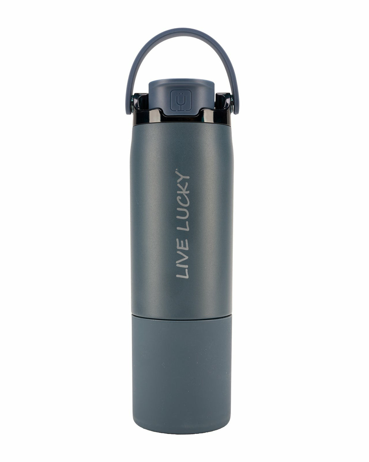 "Live Lucky" Blue Wellness Water Bottle - Nightfall Blue